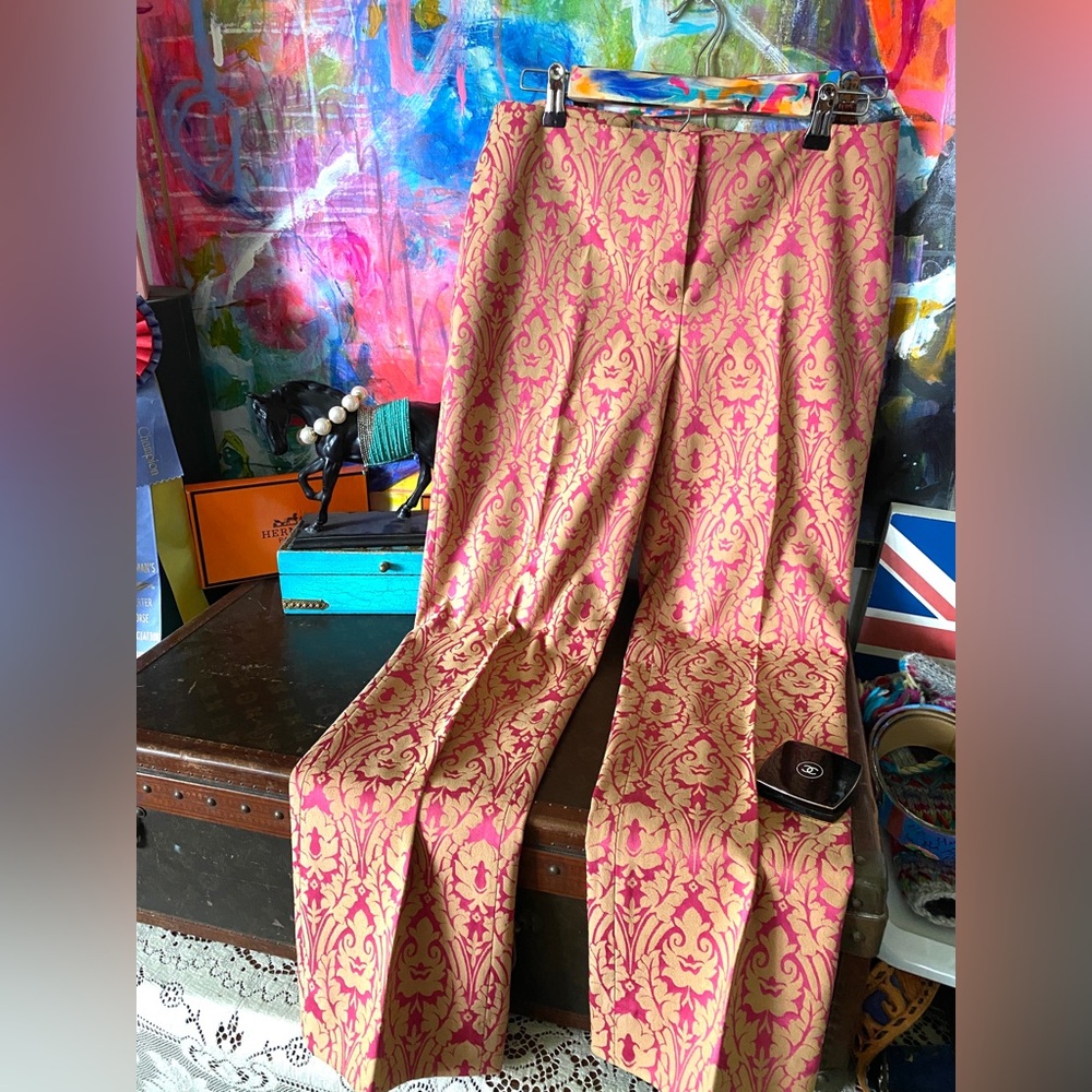 Gorgeous Pink Gold SIGRID OLSEN slacks ladies trousers pants sz 12 BEAUTIFUL